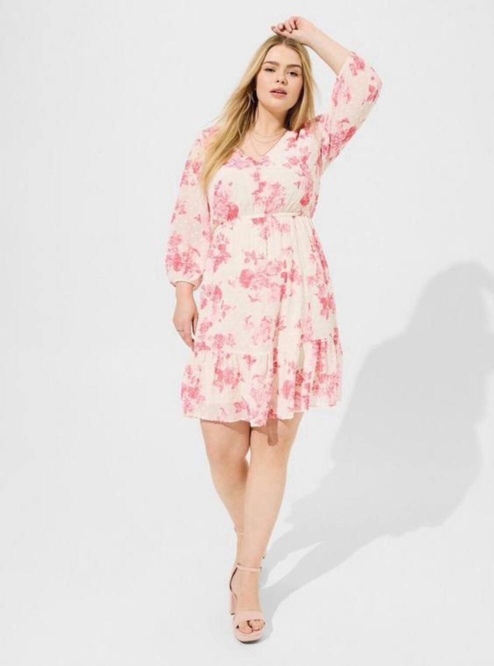 Torrid Mini Clip Dot Babydoll Dress Monochrome Roses Floral Dew Plus Size 4X